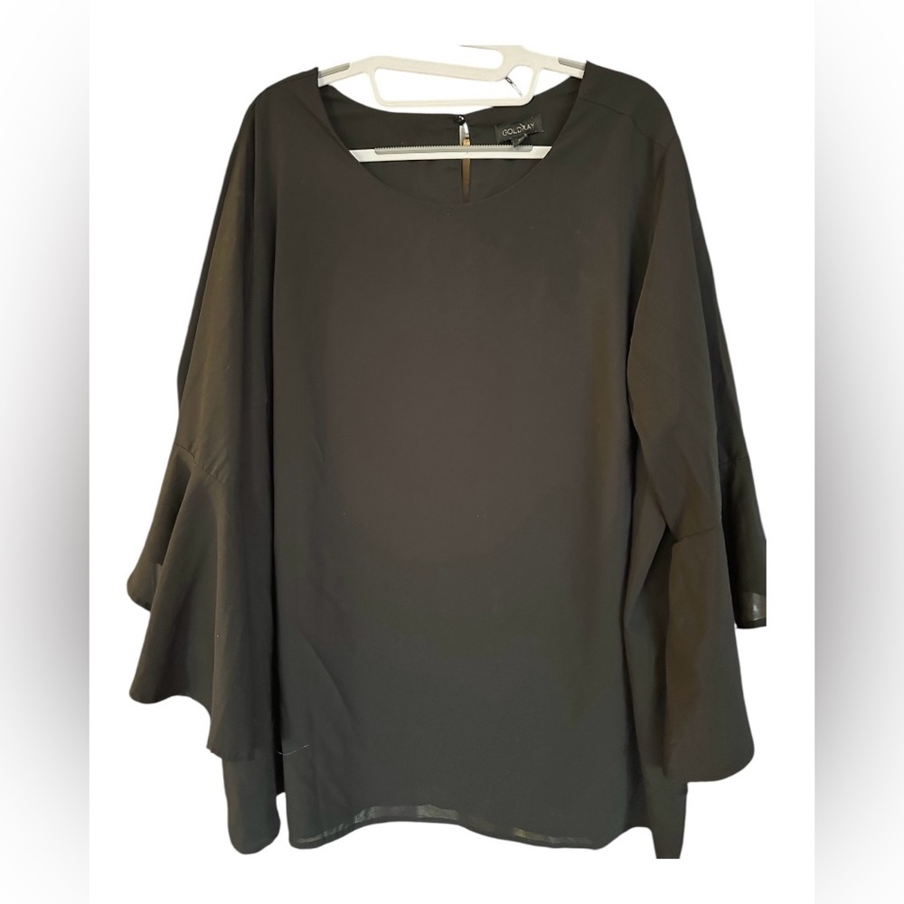 Goldray by Stitchfix Black Blouse with Flouncy Sleeves